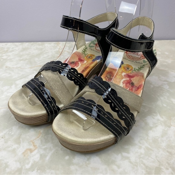 BRAKO Black Patent Leather Sandals Size EU37 - Picture 2 of 8